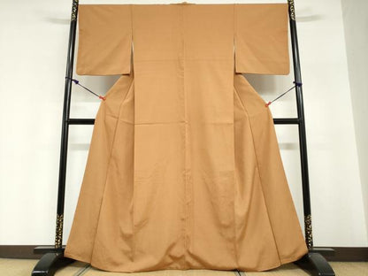 平和屋着物●上質な色無地　花尽くし地紋　蘇比色　正絹　逸品　DABI2075ud