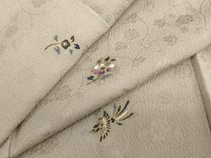 平和屋着物●上質な小紋　刺繍　花鳥文　金彩　正絹　逸品　DABI2078ud