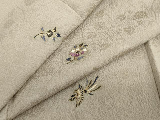 平和屋着物●上質な小紋　刺繍　花鳥文　金彩　正絹　逸品　DABI2078ud