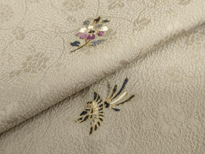平和屋着物●上質な小紋　刺繍　花鳥文　金彩　正絹　逸品　DABI2078ud