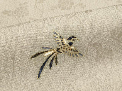平和屋着物●上質な小紋　刺繍　花鳥文　金彩　正絹　逸品　DABI2078ud