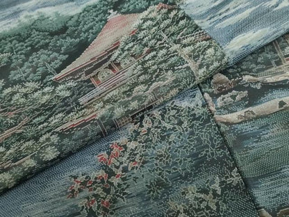 平和屋着物●都喜ヱ門　本場大島紬　総絣　風景樹林文　藤絹織物謹製　正絹　逸品　DABI2080ud