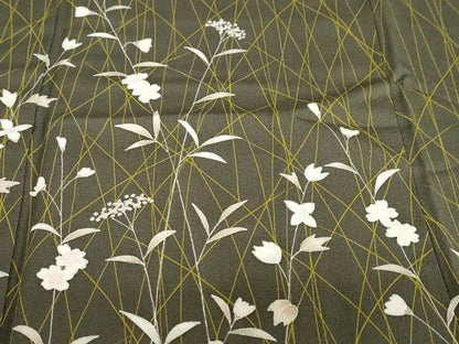 平和屋着物●訪問着　刺繍　草花文　鈴乃屋扱い　正絹　逸品　DABI2081ud