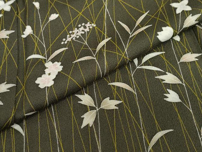 平和屋着物●訪問着　刺繍　草花文　鈴乃屋扱い　正絹　逸品　DABI2081ud