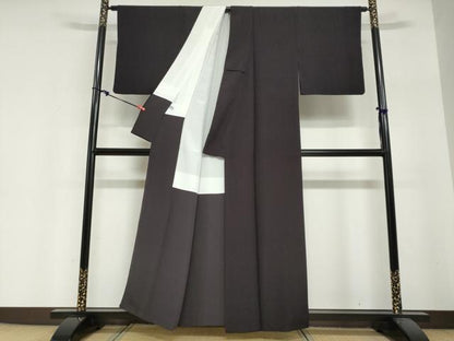 平和屋着物●上質な色無地　黒紅色　正絹　逸品　DABI2086ud