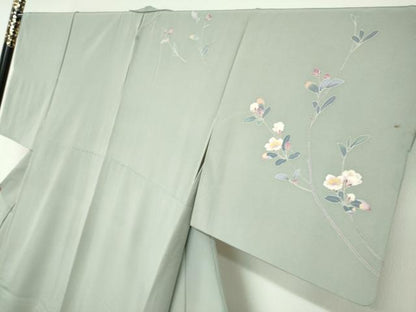 平和屋着物●訪問着　友禅　作家物　草花文　正絹　逸品　DABI2088ud
