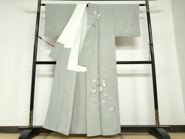 平和屋着物●訪問着　友禅　作家物　草花文　正絹　逸品　DABI2088ud