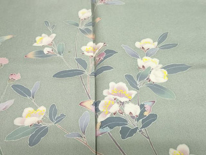 平和屋着物●訪問着　友禅　作家物　草花文　正絹　逸品　DABI2088ud