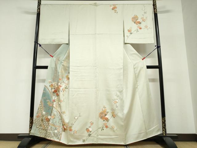 平和屋着物●訪問着　雪輪草花籬文　暈し染め　金銀彩　正絹　逸品　DABI2094ud