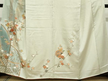 平和屋着物●訪問着　雪輪草花籬文　暈し染め　金銀彩　正絹　逸品　DABI2094ud