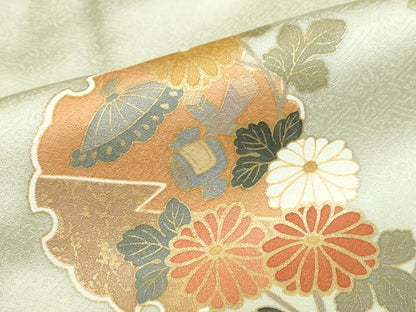 平和屋着物●訪問着　雪輪草花籬文　暈し染め　金銀彩　正絹　逸品　DABI2094ud