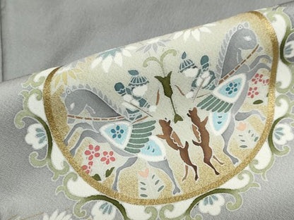 平和屋着物●豪華色留袖　駒刺繍　動物草花丸文　暈し染め　金彩　正絹　逸品　DABI2099ud