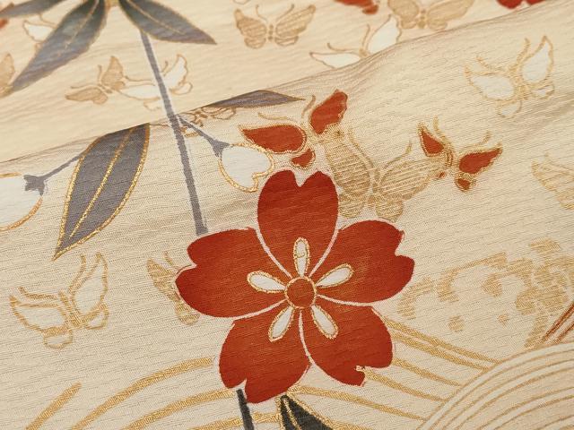 平和屋着物●豪華振袖　駒刺繍　花蝶文　暈し染め　金彩　正絹　逸品　DABI2105ud