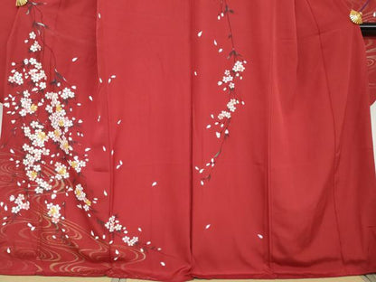 平和屋着物●豪華振袖　駒刺繍　流水枝桜文　金彩　正絹　逸品　DABI2106ud