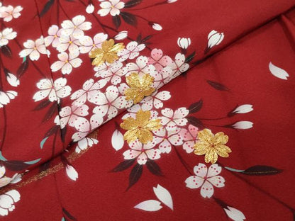 平和屋着物●豪華振袖　駒刺繍　流水枝桜文　金彩　正絹　逸品　DABI2106ud