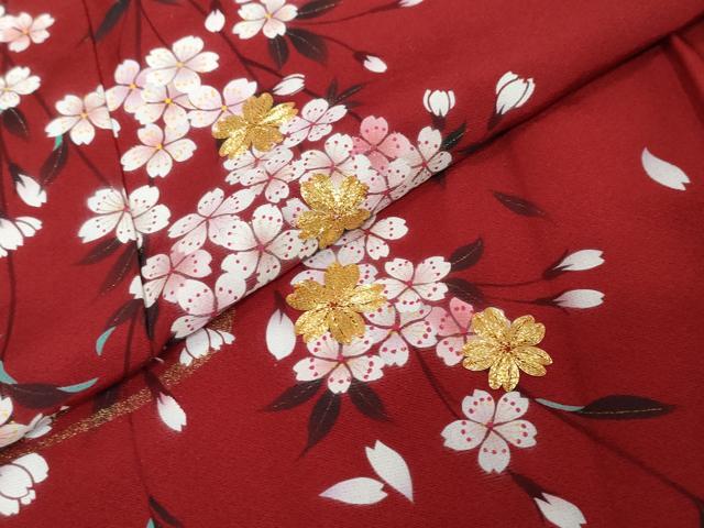 平和屋着物●豪華振袖　駒刺繍　流水枝桜文　金彩　正絹　逸品　DABI2106ud
