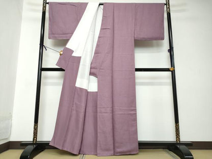 平和屋着物●上質な色無地　紋意匠　二藍色　正絹　逸品　未使用　DABI2107ud