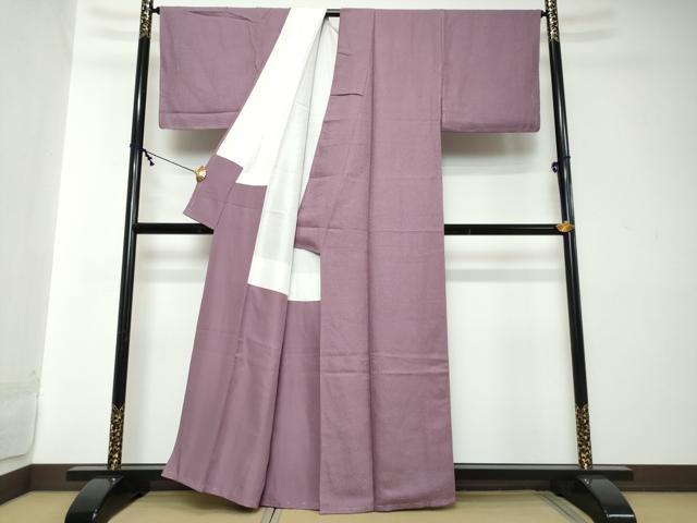 平和屋着物●上質な色無地　紋意匠　二藍色　正絹　逸品　未使用　DABI2107ud