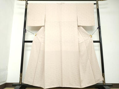 平和屋着物●上質な色無地　立波地紋　薄柿色　正絹　逸品　DABI2110ud