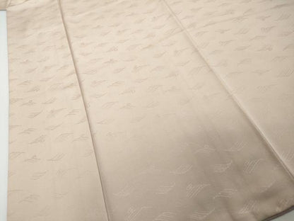 平和屋着物●上質な色無地　立波地紋　薄柿色　正絹　逸品　DABI2110ud