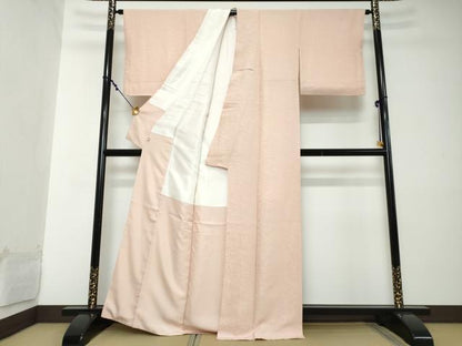 平和屋着物●上質な色無地　霞地紋　撫子色　そごう百貨店扱い　正絹　逸品　DABI2111ud