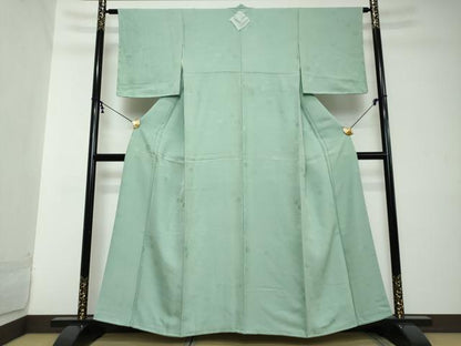 平和屋着物●上質な色無地　花尽くし地紋　錆青磁色　正絹　逸品　未使用　DABI2112ud