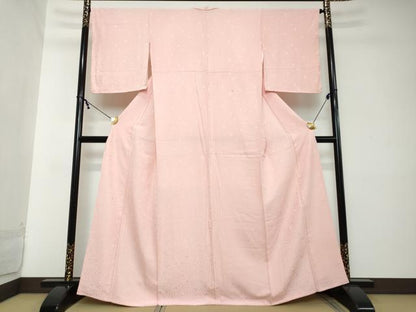 平和屋着物●上質な色無地　霞地紋　鴇色　正絹　逸品　未使用　DABI2116ud