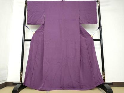 平和屋着物●上質な色無地　童子遊び地紋　葡萄色　正絹　逸品　DABI2117ud