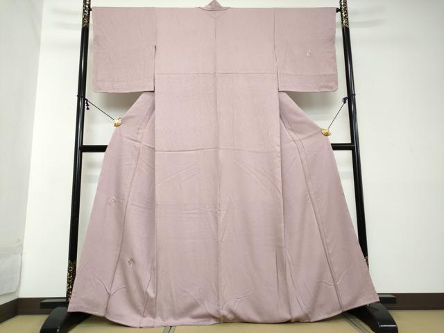 平和屋着物●無地絵羽訪問着　総刺繍　草花丸地紋　薄紅藤色　正絹　逸品　未使用　DABI2123ud