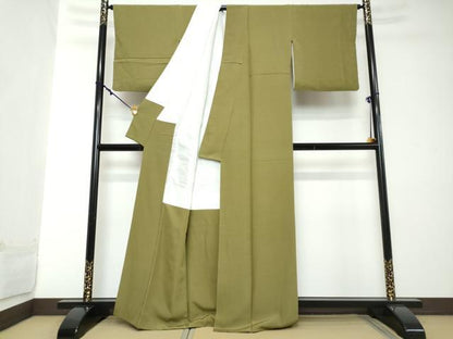 平和屋着物●上質な色無地　根岸色　正絹　逸品　DABI2124ud