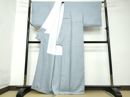 平和屋着物●上質な色無地　霞地紋　勿忘草色　正絹　逸品　DABI2125ud