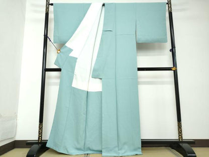 平和屋着物●本草木染作家　瑞鳳　色無地　空色　正絹　逸品　DABI2127ud