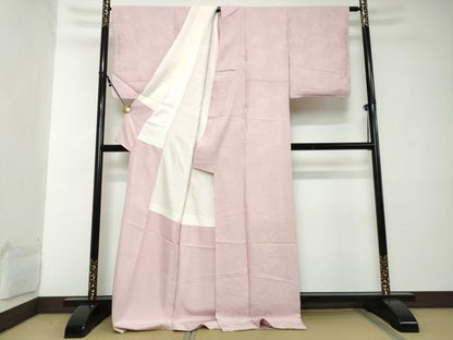 平和屋着物●上質な色無地　毘沙門亀甲地紋　淡紅藤色　ロング丈　正絹　逸品　未使用　DABI2129ud