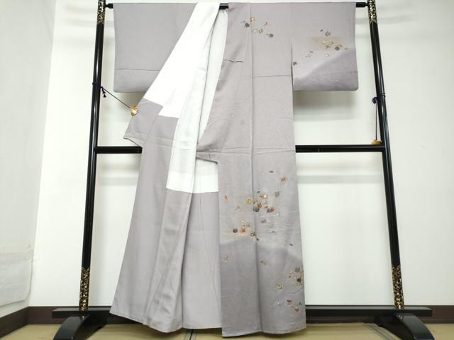 平和屋着物●訪問着　草花文　暈し染め　金彩　正絹　逸品　DABI2133ud