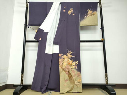 平和屋着物●訪問着　鹿の子草花文　暈し染め　鬼しぼ縮緬　正絹　逸品　DABI2135ud