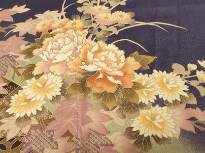 平和屋着物●訪問着　鹿の子草花文　暈し染め　鬼しぼ縮緬　正絹　逸品　DABI2135ud