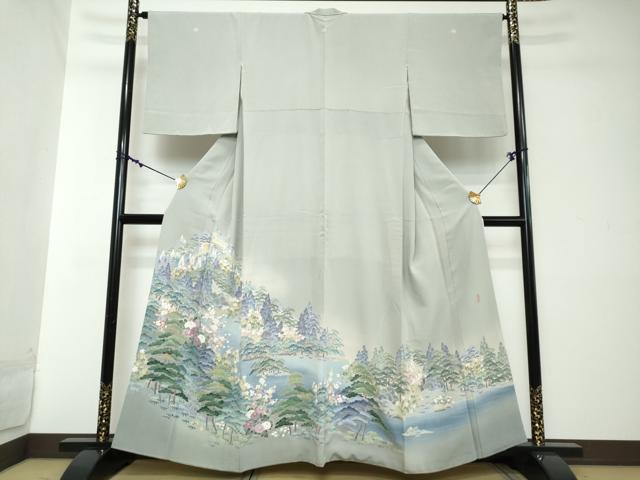 平和屋着物●豪華色留袖　友禅　風景樹林文　正絹　逸品　DABI2137ud