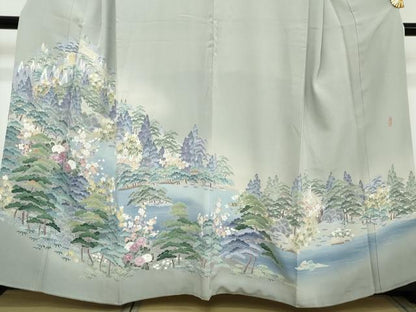 平和屋着物●豪華色留袖　友禅　風景樹林文　正絹　逸品　DABI2137ud