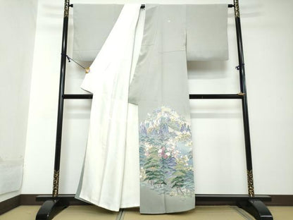 平和屋着物●豪華色留袖　友禅　風景樹林文　正絹　逸品　DABI2137ud