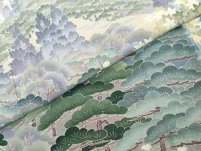 平和屋着物●豪華色留袖　友禅　風景樹林文　正絹　逸品　DABI2137ud