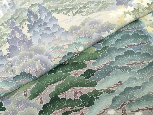 平和屋着物●豪華色留袖　友禅　風景樹林文　正絹　逸品　DABI2137ud