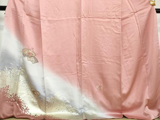 平和屋着物●中国三大刺繍　スワトウ刺繍　訪問着　地紙草花文　暈し染め　金彩　ロング丈　正絹　逸品　DABI2138ud