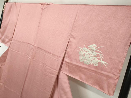 平和屋着物●中国三大刺繍　スワトウ刺繍　訪問着　地紙草花文　暈し染め　金彩　ロング丈　正絹　逸品　DABI2138ud