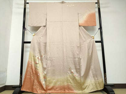平和屋着物●訪問着　幸芝草花文　暈し染め　金彩　正絹　逸品　DABI2139ud