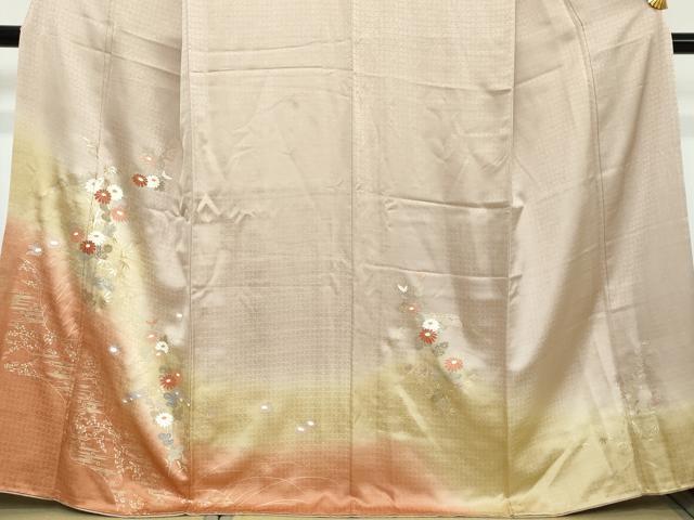 平和屋着物●訪問着　幸芝草花文　暈し染め　金彩　正絹　逸品　DABI2139ud