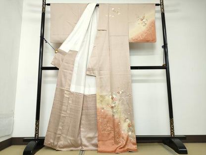 平和屋着物●訪問着　幸芝草花文　暈し染め　金彩　正絹　逸品　DABI2139ud