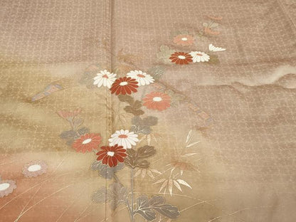 平和屋着物●訪問着　幸芝草花文　暈し染め　金彩　正絹　逸品　DABI2139ud