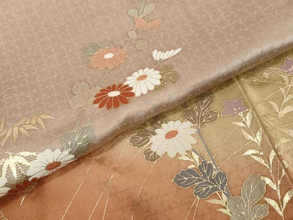平和屋着物●訪問着　幸芝草花文　暈し染め　金彩　正絹　逸品　DABI2139ud