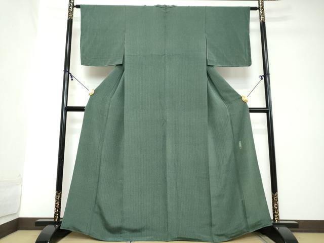 平和屋着物●黒野睦雄　江戸小紋　霞文　鬼しぼ縮緬　正絹　逸品　DABI2141ud
