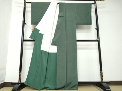 平和屋着物●黒野睦雄　江戸小紋　霞文　鬼しぼ縮緬　正絹　逸品　DABI2141ud